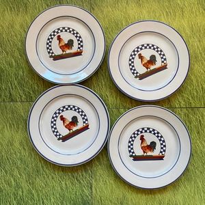 Century Stoneware Remy Rooster 7-3/4" Set of 4‎ Lunch Plates